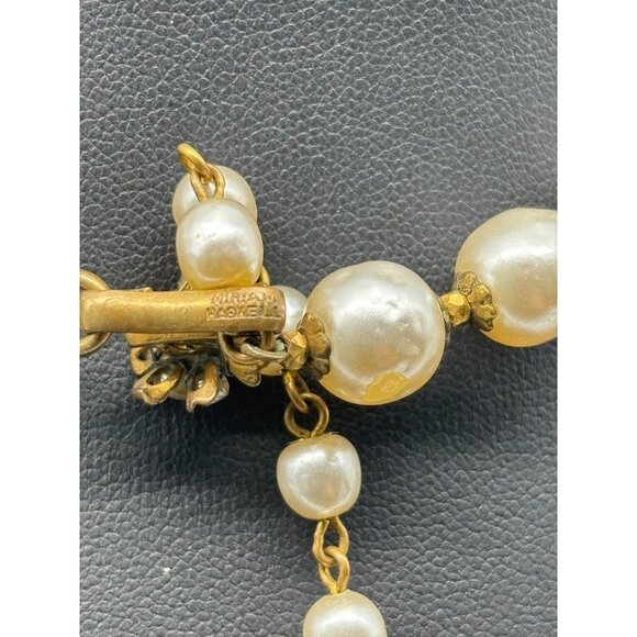 Vintage Miriam Haskell Baroque-Style Faux Pearl Choker-Necklace, Cluster Clasp - Picture 11 of 13
